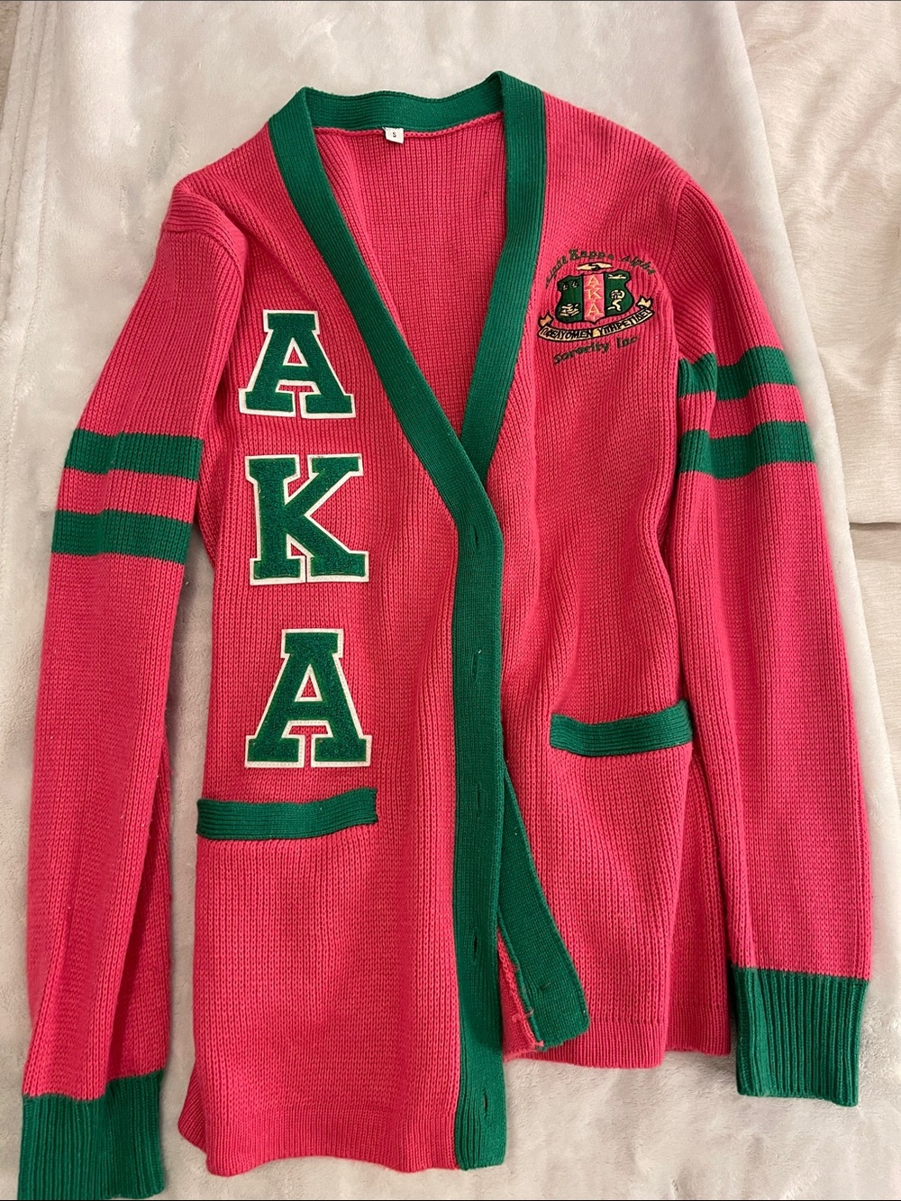 AKA Pink & Green Cardigan Sweater
